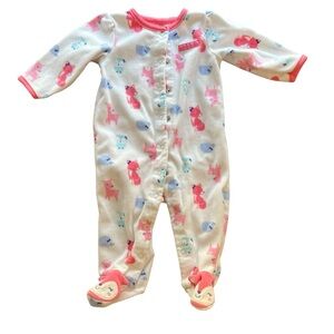 Carters Microfleevce Footie Sleeper PJs Baby Girl White/Pink 3-6 Months
